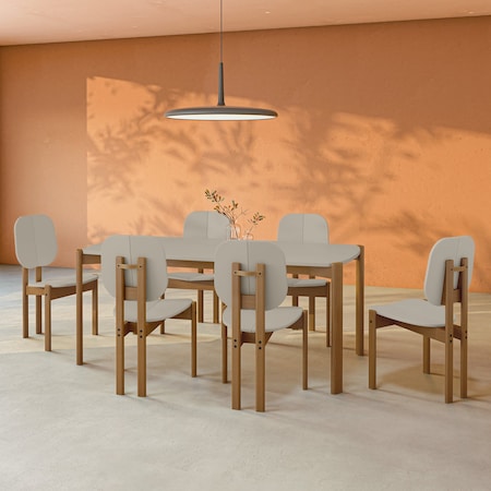 Manhattan Comfort Rectangle Dining Set of 7, 70.87 in L, MDF 6-DT-79620-OW